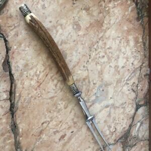 Victorian English Horn Serving Fork 12 Inch Long